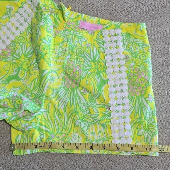 Lilly Pulitzer Liza Crazy Cat Yellow Green Shorts - Size 00 - Picture 8 of 12